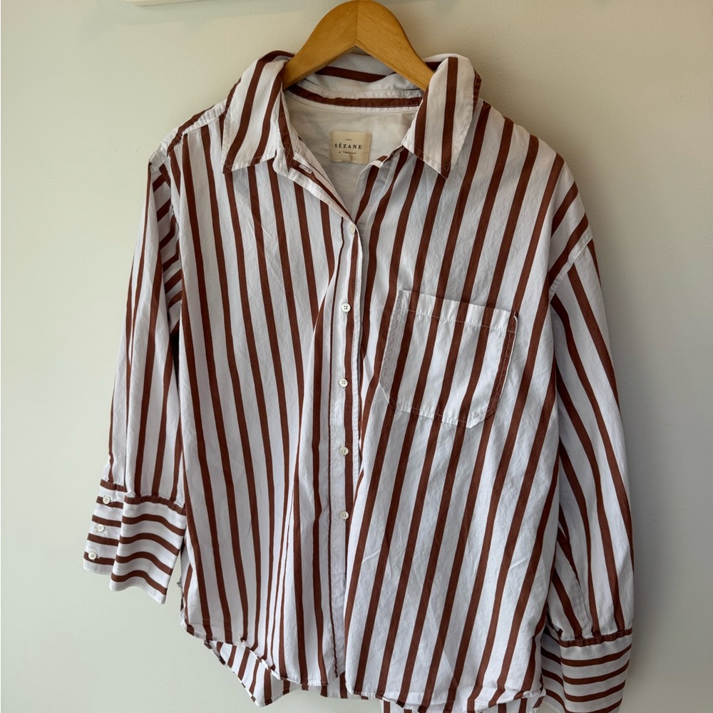 Sezane Bilma Shirt in Camel Stripe